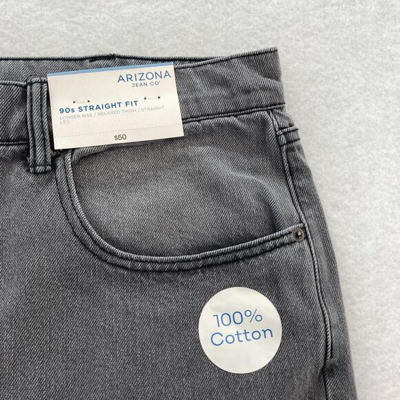 Arizona 90s Straight Fit Jeans Mens 38x32 Relaxed Fit Gray Denim Mid Rise Casual - Picture 4 of 13